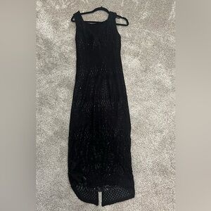 Molly Malloy vintage black dress • sparkle underneath and knit on top • size 16
